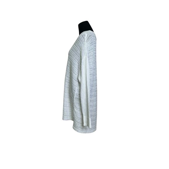 DKNY ivory metallic white crochet long sleeves tunic sweater size Large - Picture 9 of 10